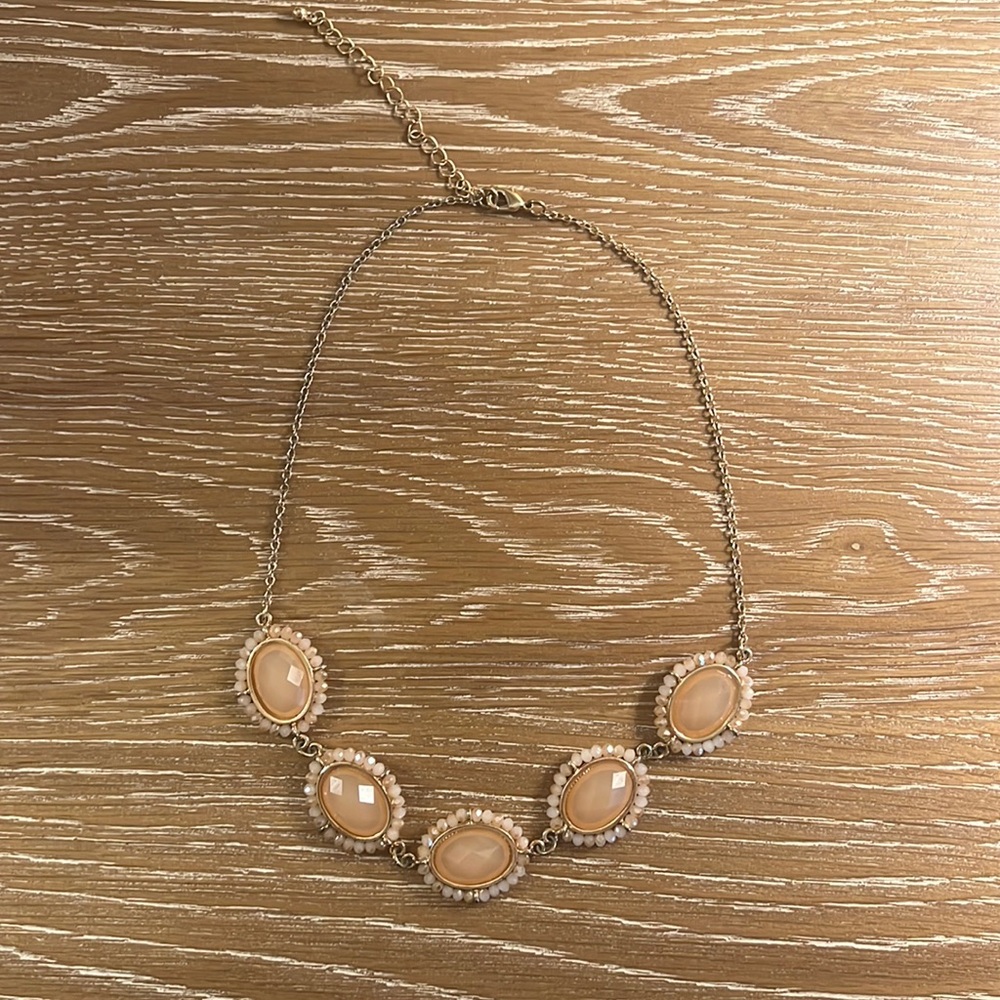 Tan-Pink on Gold Chain Necklace